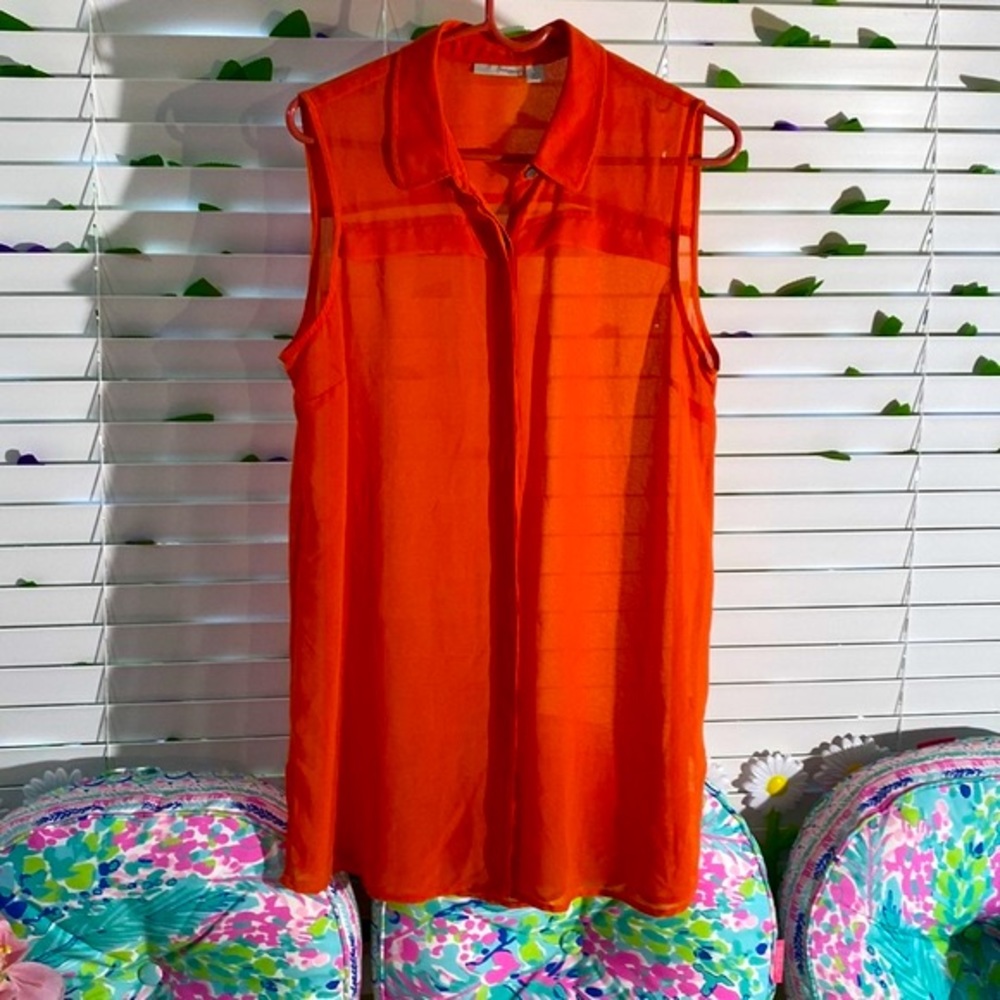 Halogen sheer chiffon orange top